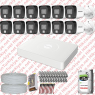Hikvision 12 Kameralı Colorvu Hibrit Güvenlik Kamerası